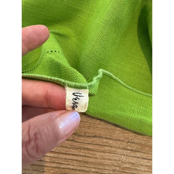 Vintage 70s Vera Neumann Hemstitch Tablecloth Avocado Green - Picture 4 of 7